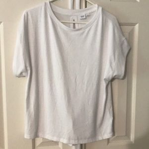 White short sleeve with wrap around waist tie